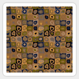 Autumn Nights  - Retro Geometric Wobbly Square Grid Pattern Sticker